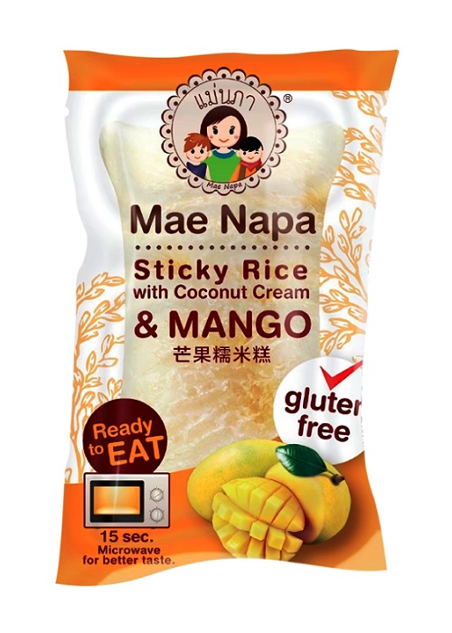 Dolce di riso glutinoso, crema di cocco e mango - Mae Napa 80g.